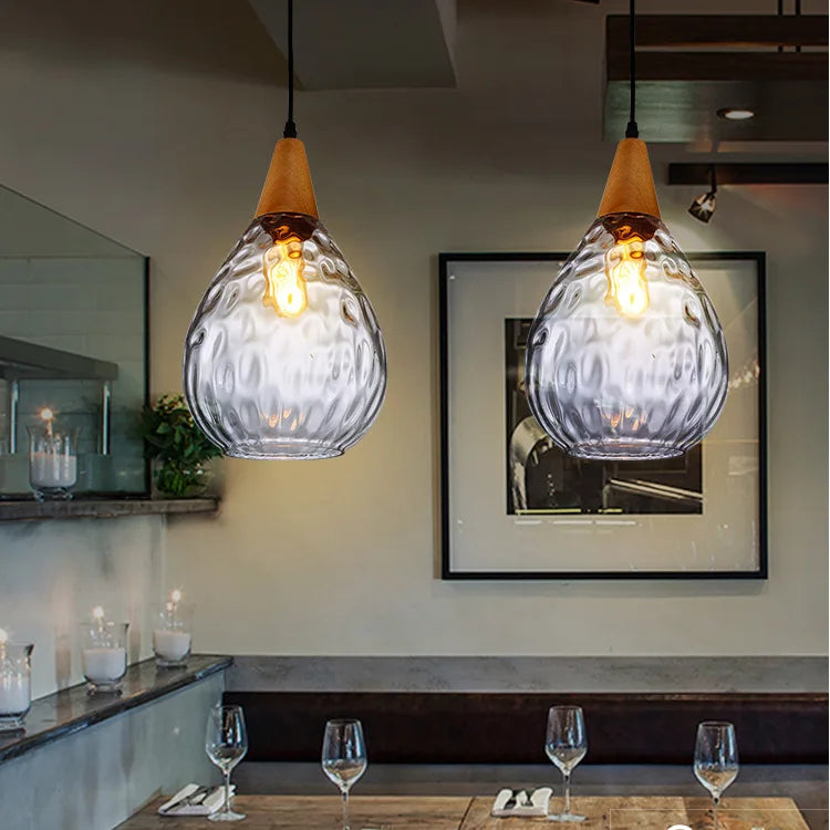 Glass Wood Pendant Lamp