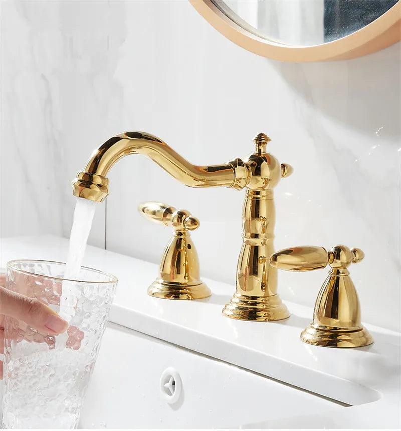 Gold Widespread Bathroom Faucet