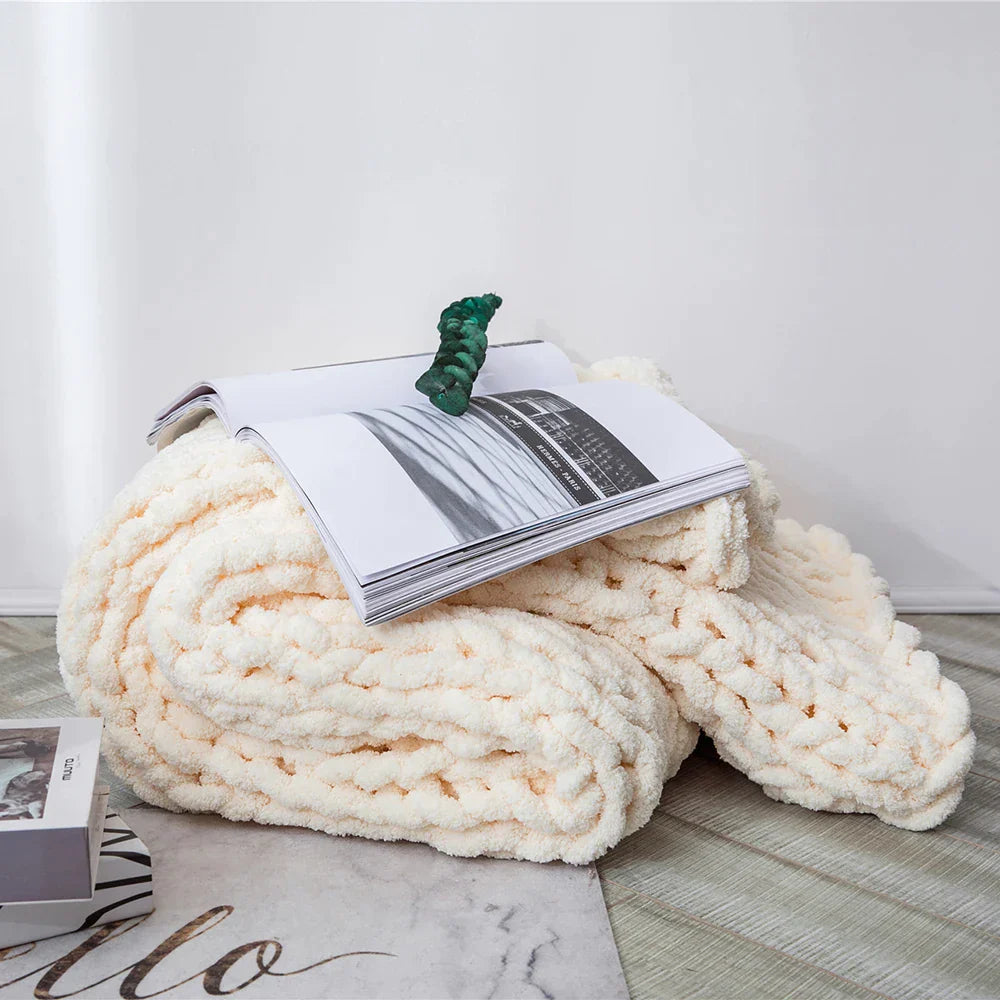 Decorbites™ Kuschelige Chenille-Grobstrickdecke - Weiche dekorative Überdecke für Bett, Sofa, Wohnzimmer - Sommerquilt- oder Teppichalternative
