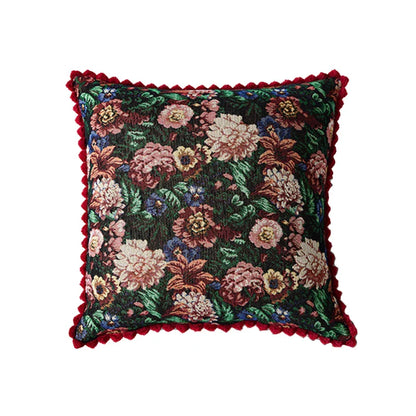 DecorBites™ Jacquard Farmhouse Decor Pillow Case 45x45cm European Retro Style Floral Evening