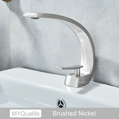 Decorbites™ Gebürsteter Gold Waschbeckenarmatur, Aufsatz-Waschbeckenmischer für das Badezimmer