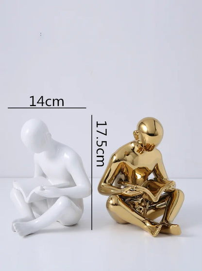 Decorbites™ Kreative Keramik-Skulptur für moderne Desktop-Bücherregal-Dekoration und Heimhandwerksdekoration