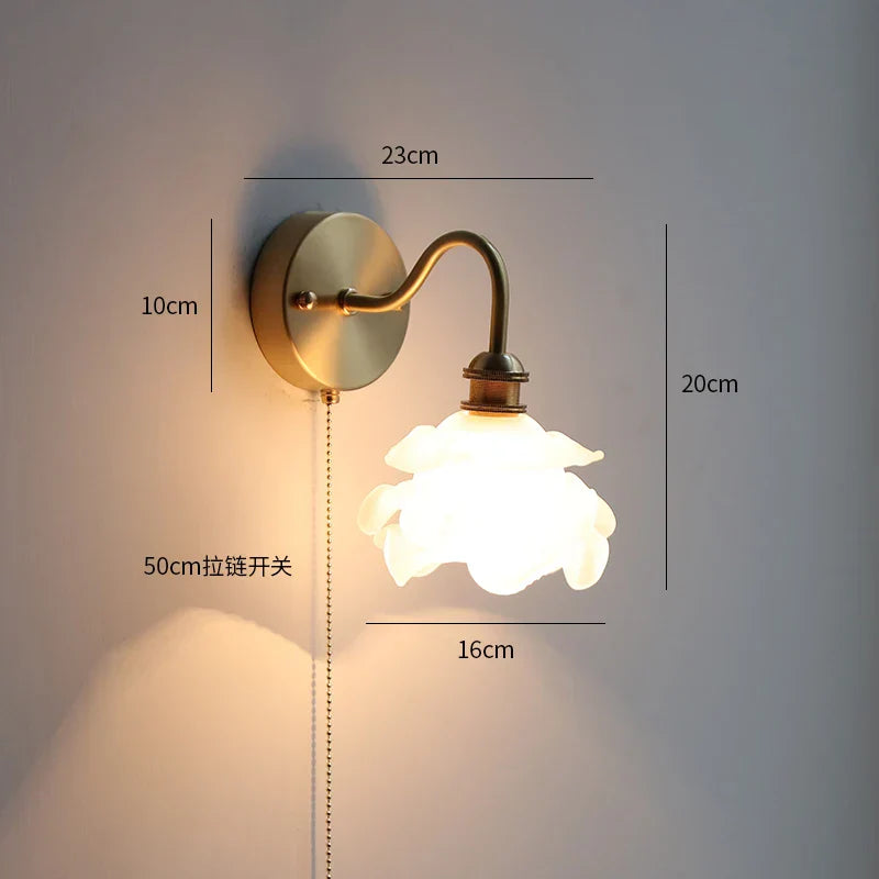 DecorBites™ Copper Wall Sconce Glass Nordic Wall Lamp LED Pull Chain Switch