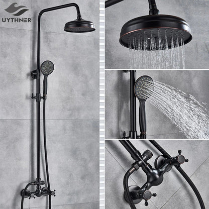 Decorbites™ Schwarze Bronze Duschauslauf-Set mit 8" Regendusche & Handbrause