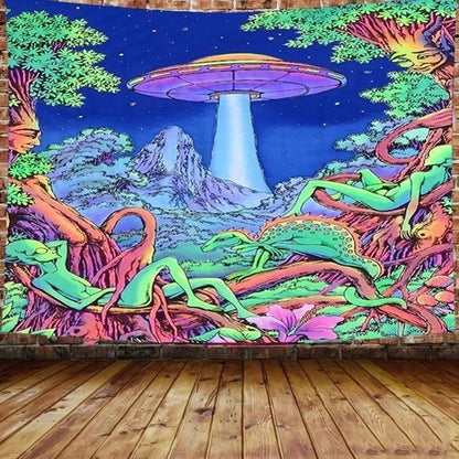 Decorbites™ Illusorisches Pilzkunst-Gobelin - Buntes Hippie-Wandbild