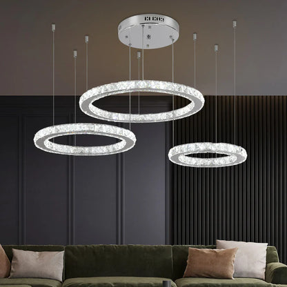 DecorBites™ Crystal LED Chandeliers: Modern Pendant Light for Living Room.