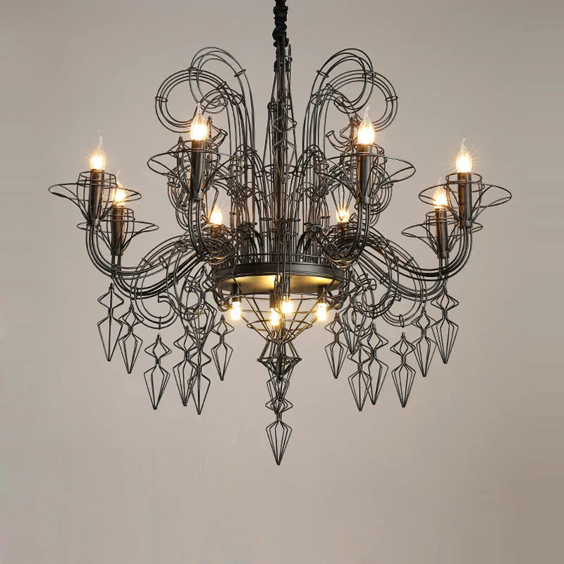 Decorbites™ Barock-Schwarz-Weiß-Eisen-Designer-LED-Kronleuchter für das Foyer