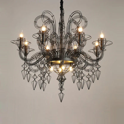 Decorbites™ Barock-Schwarz-Weiß-Eisen-Designer-LED-Kronleuchter für das Foyer
