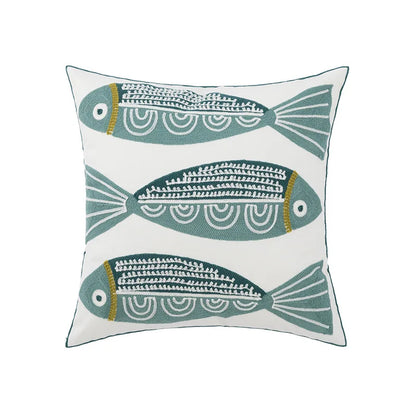 DecorBites™ Embroidered Daisy Floral Fish Pillow Cover 45x45cm/30x50cm Yellow Blue