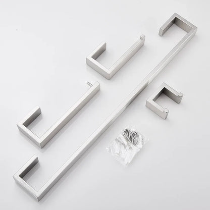 Decorbites™ Gebürstetes Badezimmereinrichtungs-Set: Bademantel-Haken, Handtuchhalter, Regal, Toilettenpapierhalter, Zahnbürstenständer