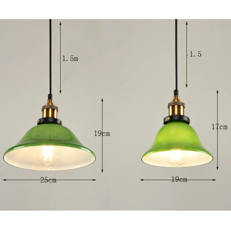 Green Glass Industrial Lamp