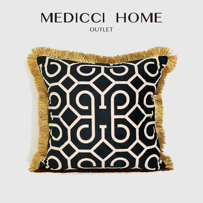 DecorBites™ Geometric Fringed Lumbar Pillow Case, Luxe Sofa Pillow Cover 30x50cm