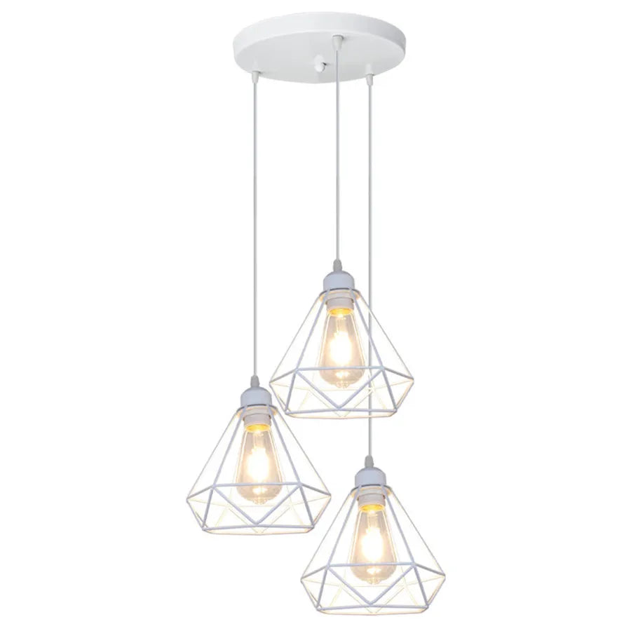 DecorBites™ Diamond Cage Wrought Iron Pendant Light for Dining Room and Kitchen Island