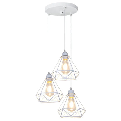 DecorBites™ Diamond Cage Wrought Iron Pendant Light for Dining Room and Kitchen Island
