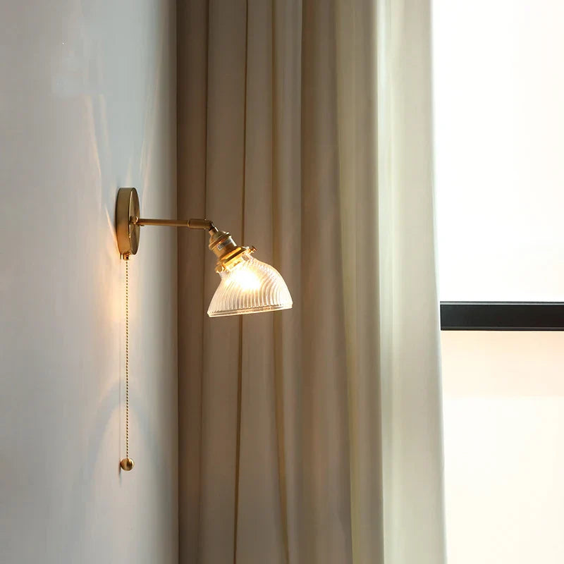 DecorBites™ Green Glass LED Wall Lights Pull Chain Switch Indoor Lighting Adjustable Fixtures