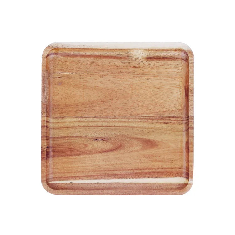 Decorbites™ Akazienholz-Frühstückstablett - Rechteckige Obstplatte mit Holzbesteck