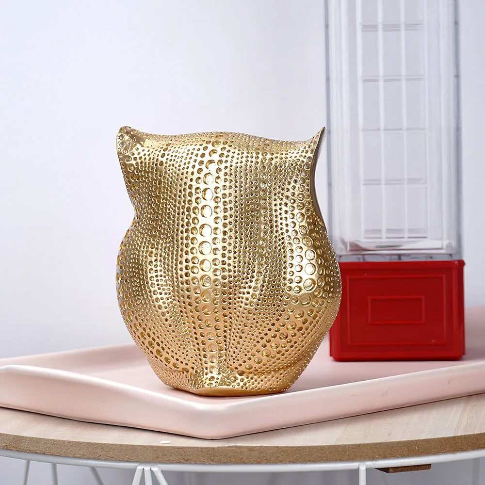 Decorbites™ Goldene Eulen-Figuren: Harz-Tierstatuen für Heimdekoration & Geschenke