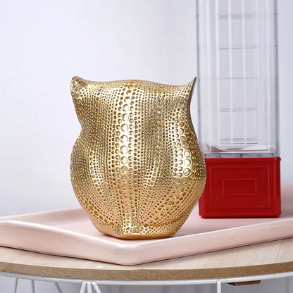 Decorbites™ Goldene Eulen-Figuren: Harz-Tierstatuen für Heimdekoration & Geschenke