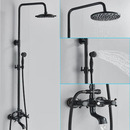 Decorbites™ Schwarzes Messing Bad-Duscharmatur-Set mit Handbrause und Wannenarmatur