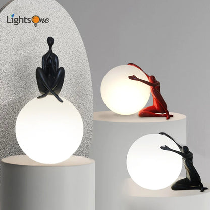 DecorBites™ Abstract Humanoid Ball Holder Table Lamp - Modern Art Sculpture Light