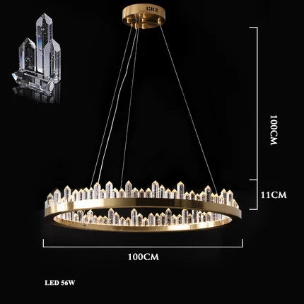 Gold Crystal Dining Chandelier Rectangle 100cm