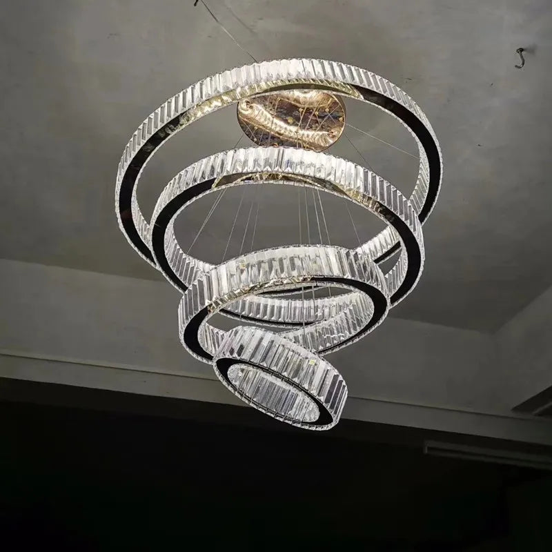 Decorbites™ Kristall-LED-Kronleuchter: Luxuriöse moderne Ringtreppen-Hängeleuchte für die Wohnzimmerdekoration