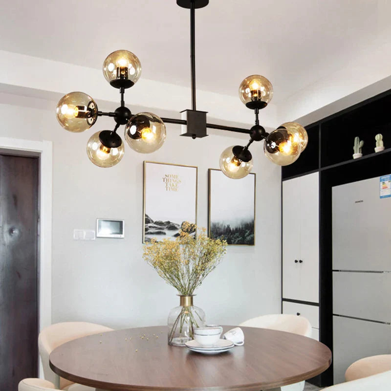 DecorBites™ Glass Ball Pendant Lamp: Modern Industrial Loft Iron Luminaria Light