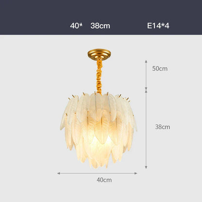 DecorBites™ Glass Feather LED Hanging Chandelier for Foyer