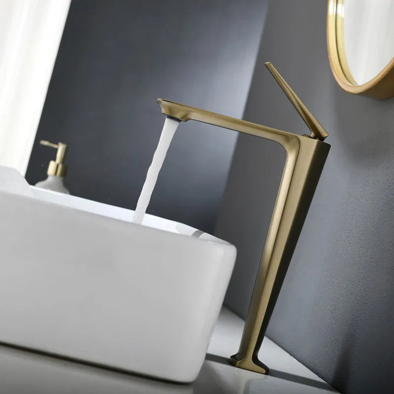 Decorbites™ Gebürsteter Gold Waschbeckenarmatur - Heiß/Kalt Spülbeckenhahn - Deckenmontierter Mischbatterie
