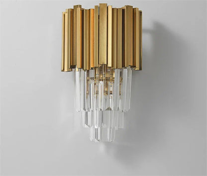 DecorBites™ Gold Black Crystal Wall Sconce, Modern K9 Crystal Drops Shade Wall Lamp