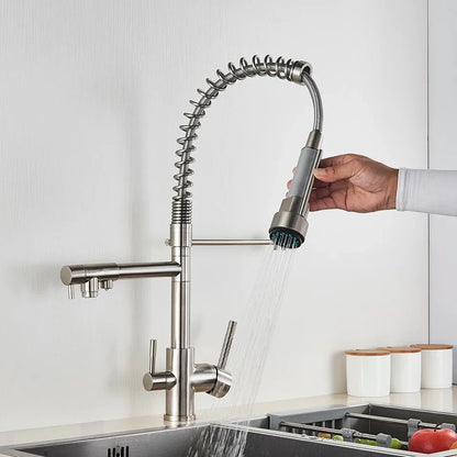 Decorbites™ Küchen-Wasserfilter-Armatur: Dreifach-Auslass-Mischer, 360° Drehung, Wasserreinigungsfunktion
