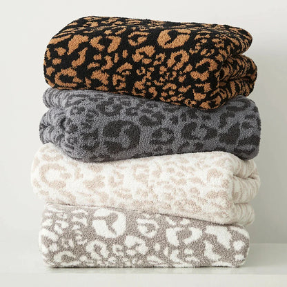 Decorbites™ Kuscheliges Leopard-Muster-Gestricktes Decke - Winter Kunstpelz-Mikrofaser-Wurfdecke