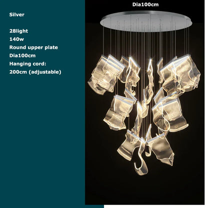 Decorbites™ Goldene Liebes-Papier-Lüster: Postmoderne LED-Designerbeleuchtung für den Eingangsbereich