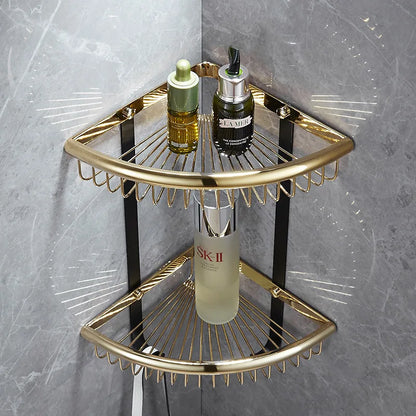 Decorbites™ Gold & Schwarz Eckregal: Messing-Badregale für stilvollen Stauraum