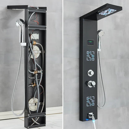 Decorbites™ LCD Schwarz LED Regendusche-Panel mit 5 Massagestrahlen Wandmontage