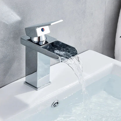 Decorbites™ Schwarze Messing Badezimmer Wasserfall Waschbecken Armatur Heiß-&Kalt Mischer Waschtisch Hahn Deckenmontiert