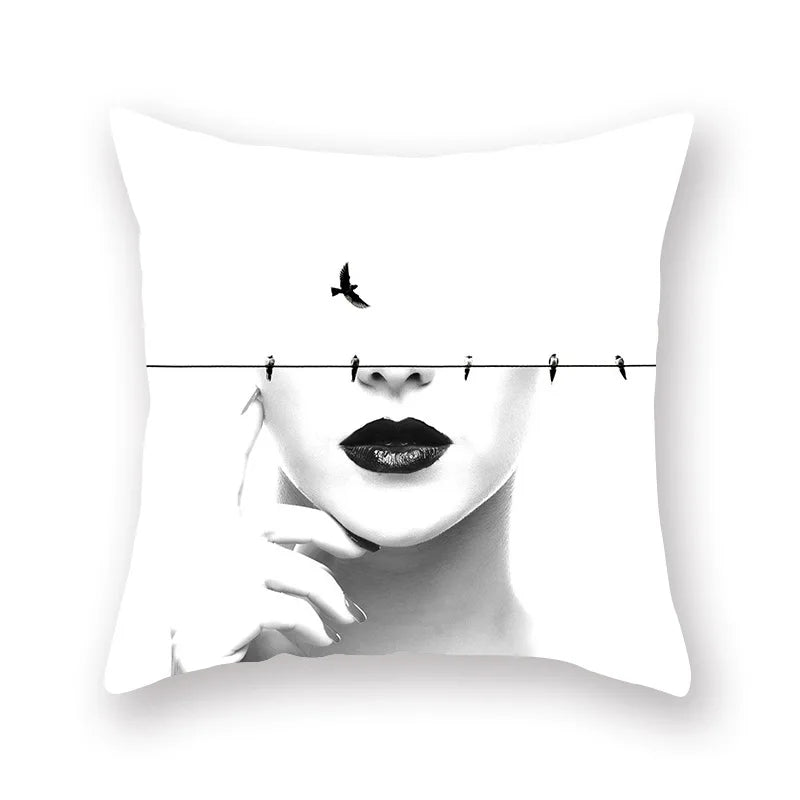 Decorbites™ Schwarzes Geometrisches Kissenbezug | Dekorative Sofakissenbezüge | Wohnzimmer-Wurf-Heimdekoration