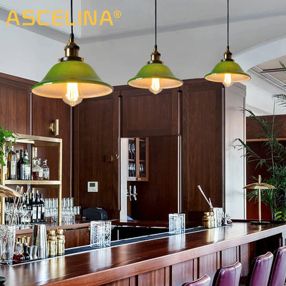 Decorbites™ Grünes Glas-Hängelampe: Nostalgische industrielle LED-Edison-Hängeleuchte für Restaurant & Café