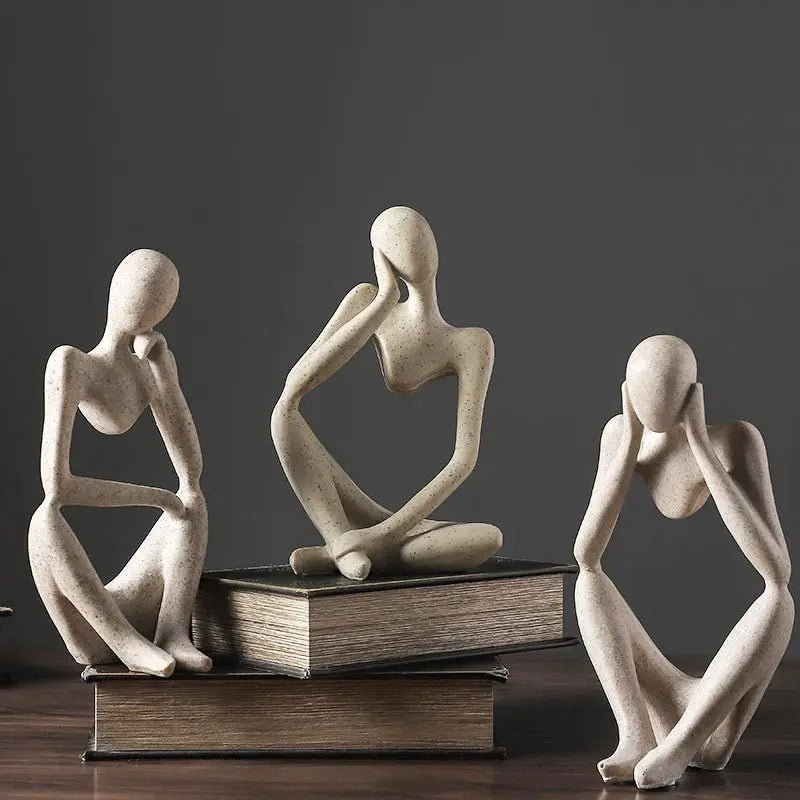 Decorbites™ Abstrakte Denkerin Frau-Figur Harz-Skulptur Modernes Kunst-Dekor Handwerksornament