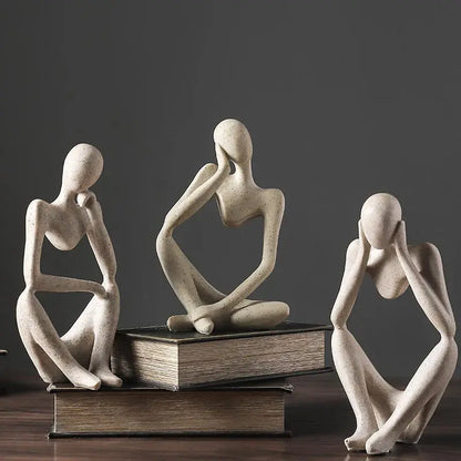 Decorbites™ Abstrakte Denkerin Frau-Figur Harz-Skulptur Modernes Kunst-Dekor Handwerksornament