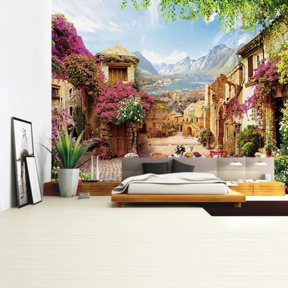 Decorbites™ Grüne Pflanzenlandschaft Wandteppich | Boho Wandbehang für Stadt Schlossberg