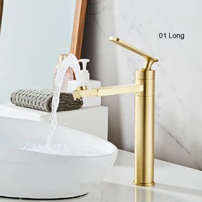 Decorbites™ Gold Messing Badezimmer-Waschbeckenarmatur Einhebel Deckenmontiert Gebürstetes Gold Hahn