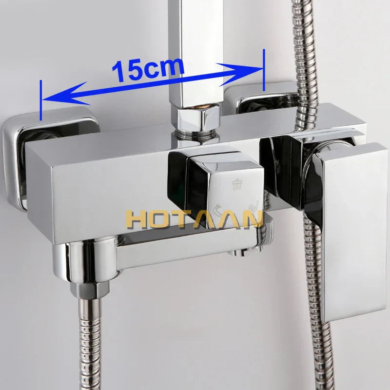 DecorBites™ Black Chrome Bathroom Mixer Tub Control Valve Wall Mount Shower Faucet
