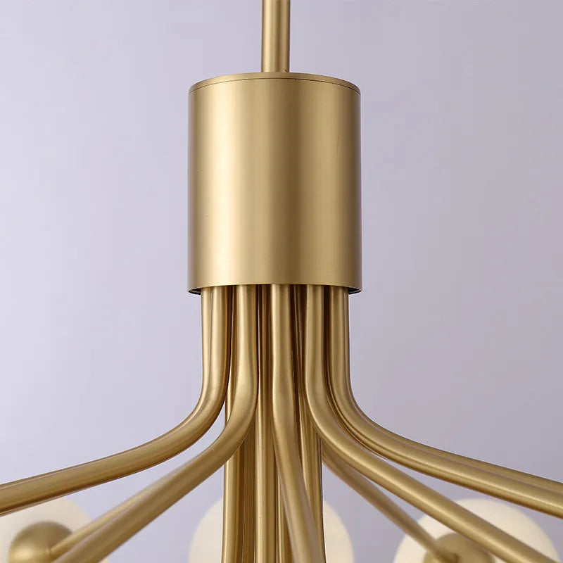 Gold Glass LED Dining Chandelier 18-Head Design