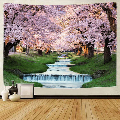 Decorbites™ Wald-Wasserfall-Kunst-Wandteppich: Boho-Hippie-Dekoration für Yogamatte, Sofa und Decke