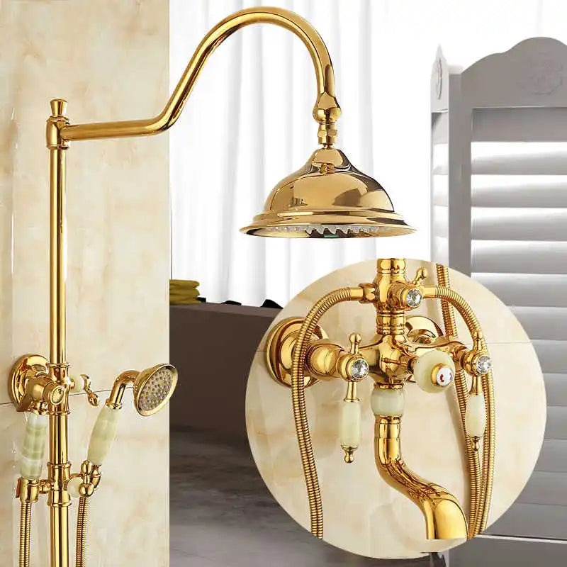 Gold Brass Shower Set