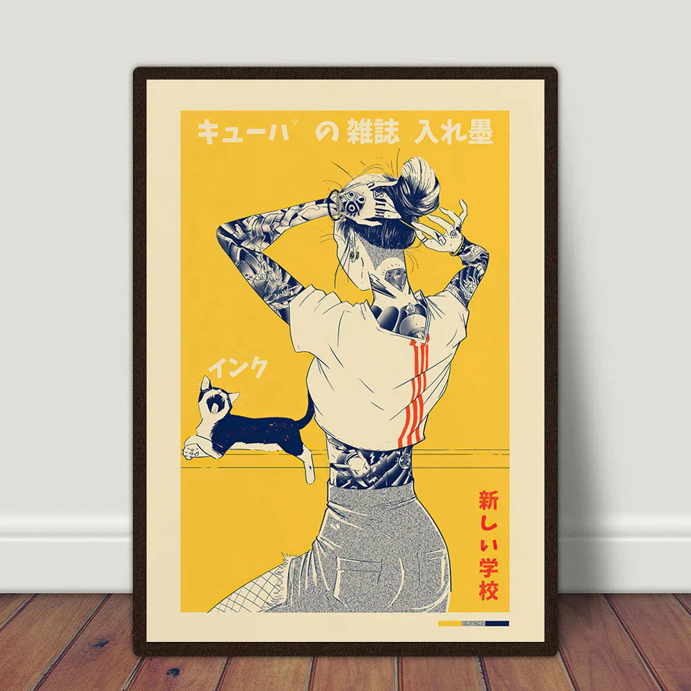 Decorbites™ Japanisches Katzenplakat Vintage-Leinwanddruck für Retro-Wandkunst im modernen Zuhause