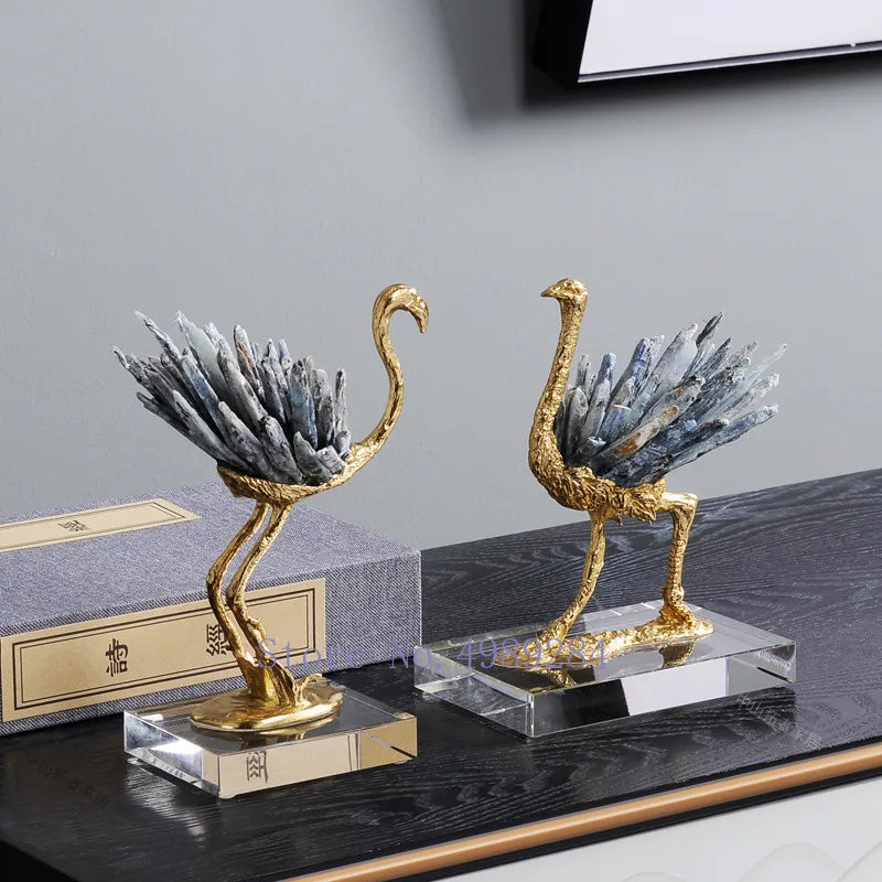 Copper Crystal Crane Decor