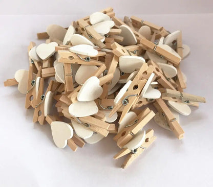 Decorbites™ 50er-Pack Romantische Herzförmige Holzclips für Heimdekoration und Partys