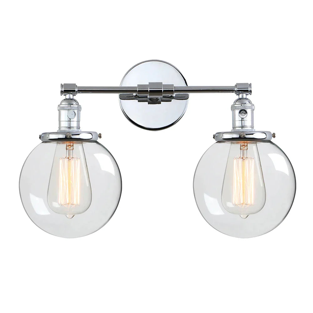DecorBites™ Glass Ball Globe Wall Light for Retro Home Decor - Double Heads E27 Sconce